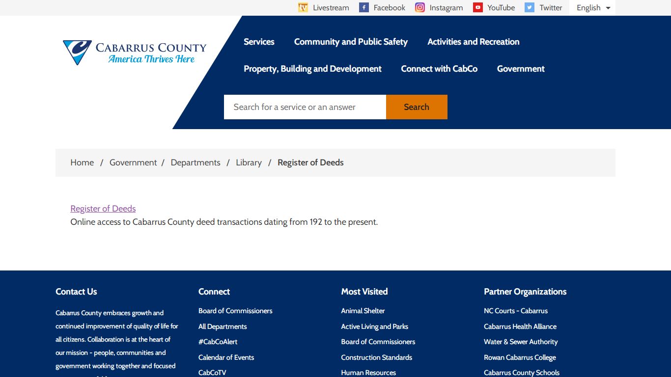 Register of Deeds Cabarrus County